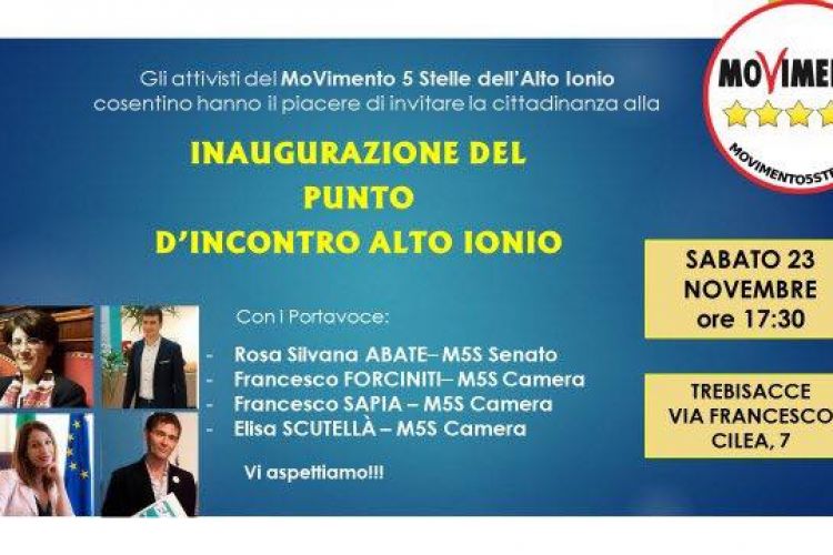 Sabato 23 novembre - Inaugurazione Punto di Incontro Alto Ionio Cosentino