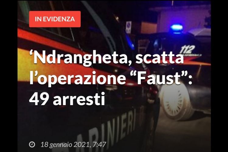 'NDRANGHETA: DDA REGGIO CALABRIA ORDINA 49 ARRESTI